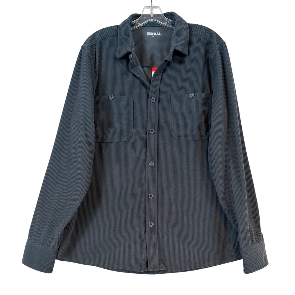 NWT 32 Degrees Heat Mens Blue Ribbed Corduroy Button Down Shirt •M• Gorpcore